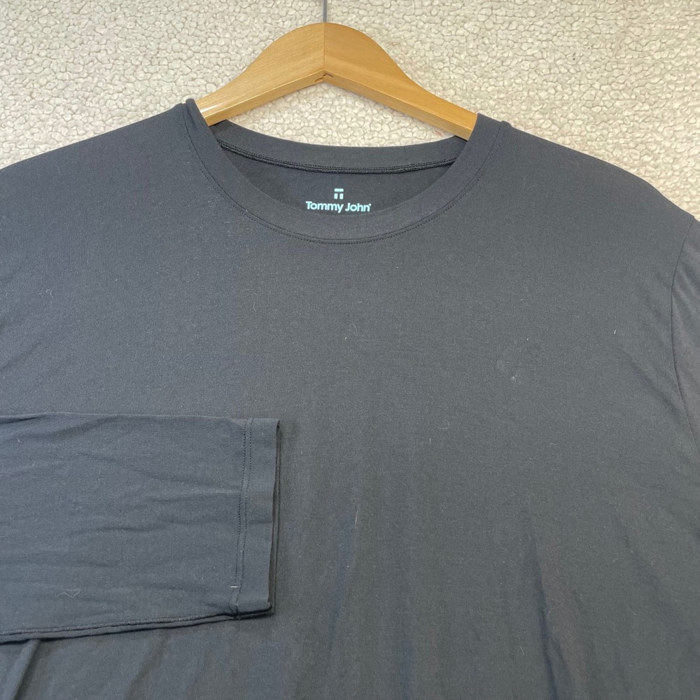 Tommy John Shirt Mens Large Black Second Skin Crew Neck Long Sleeve Micro Modal